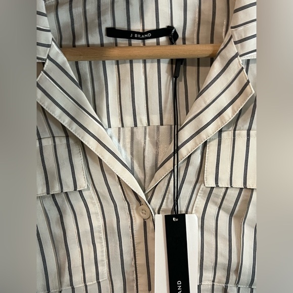 J Brand Peyton Utility Satin Viscose Stripe Shirt 
 Size S - Picture 5 of 10